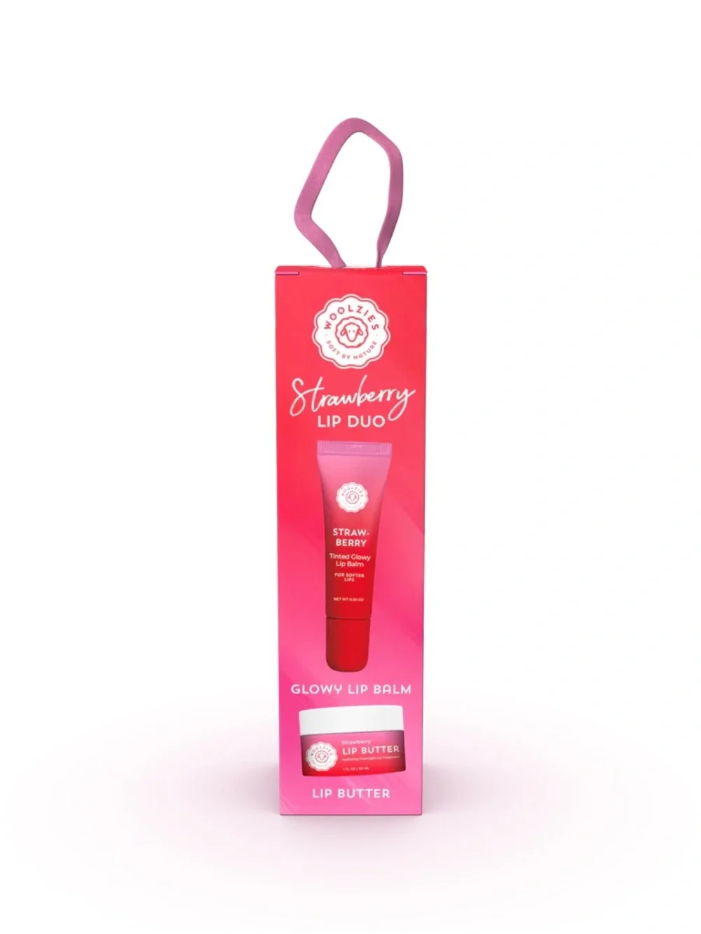 Woolzies Strawberry Glowy Lip Duo — Glowy Lip Balm + Lip Butter Mask NIB